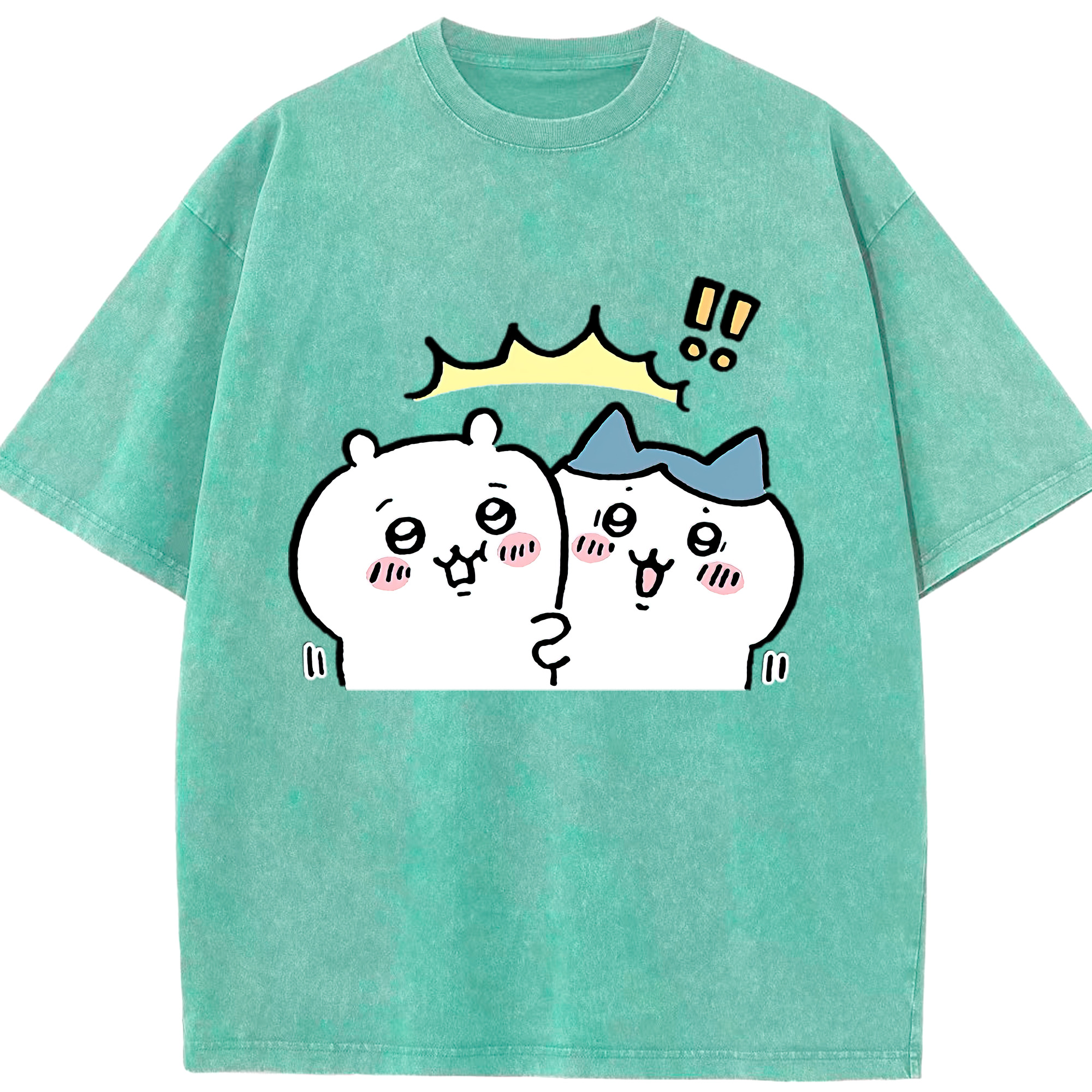 （画像用） ちいかわ ハチワレ Chii-kawa hachiware 綿100% ヴィンテージ風 半袖Tシャツ（フロントプリント）